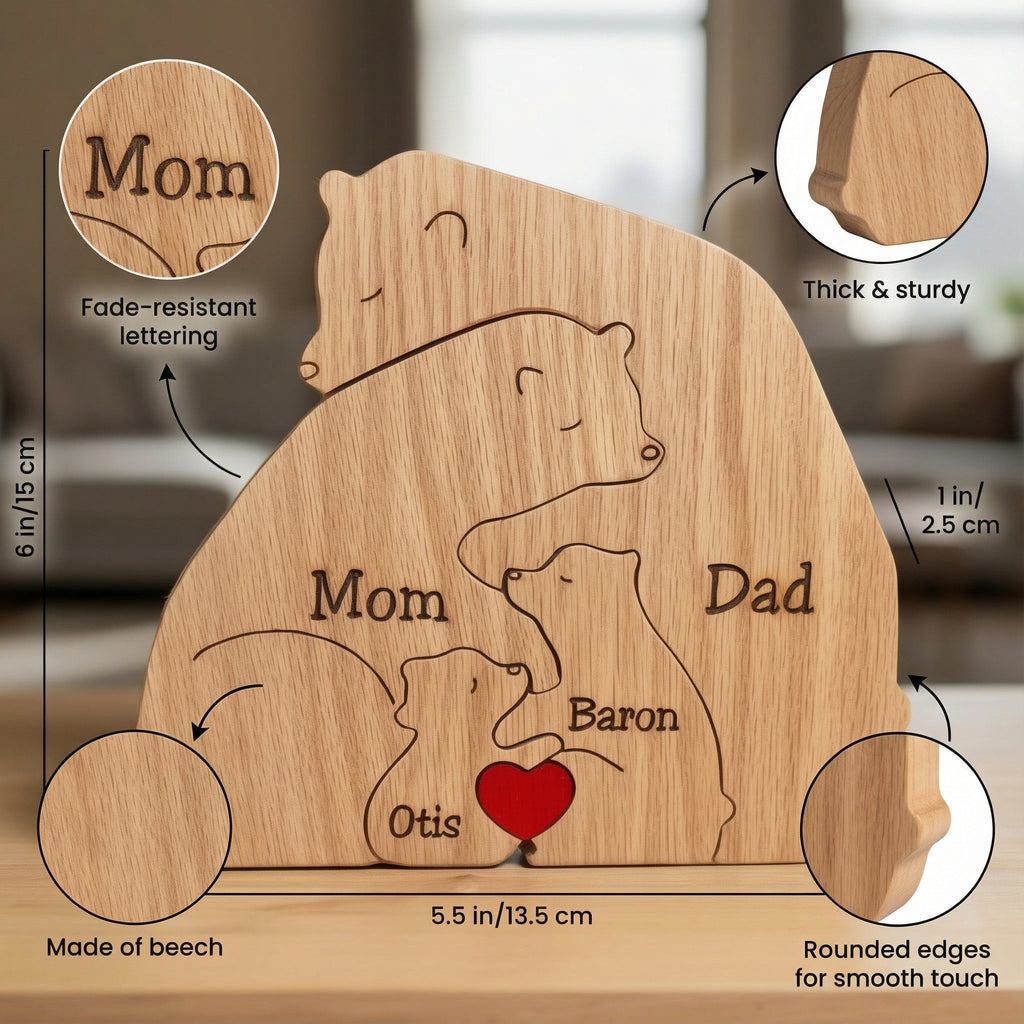 Personalised Wooden Bear Family Puzzle
