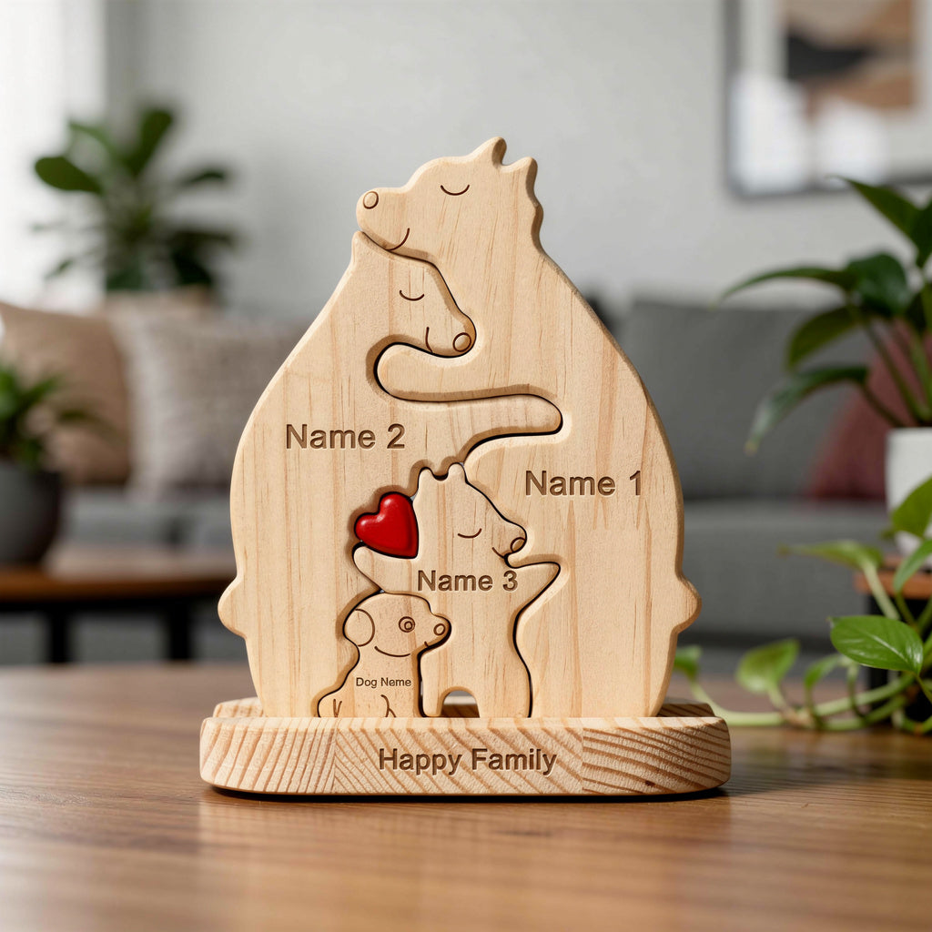Personalised Bear Family Puzzle With Dog