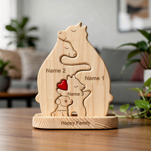 Personalised Bear Family Puzzle With Dog
