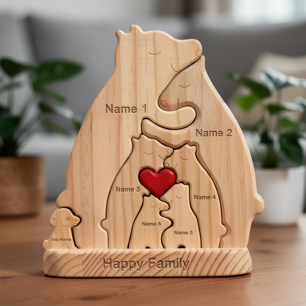 Personalised Bear Family Puzzle With Dog