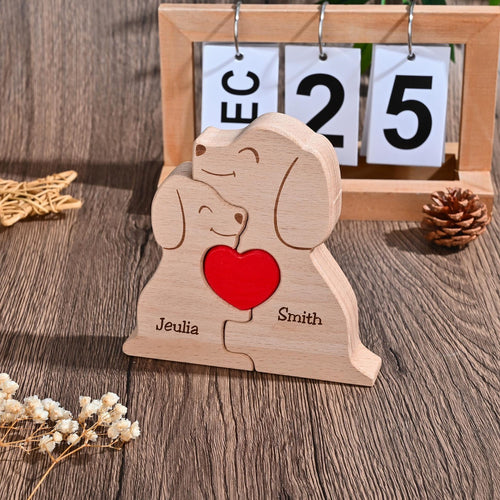 Custom Dog Couple Wooden Puzzle with Names