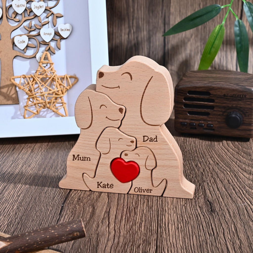 Custom Dog Couple Wooden Puzzle with Names