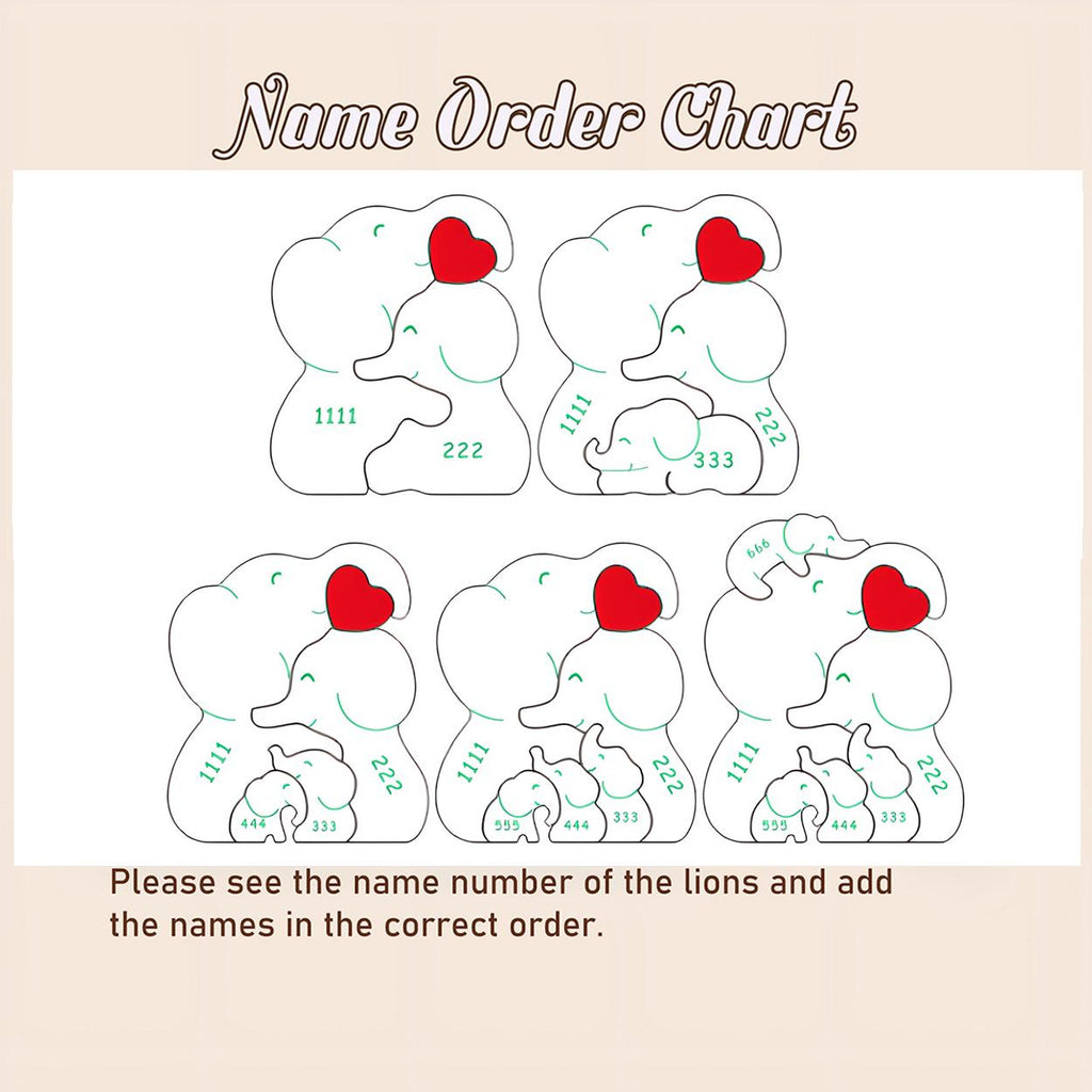 Elephant Family Puzzle – Personalized Wooden Keepsake