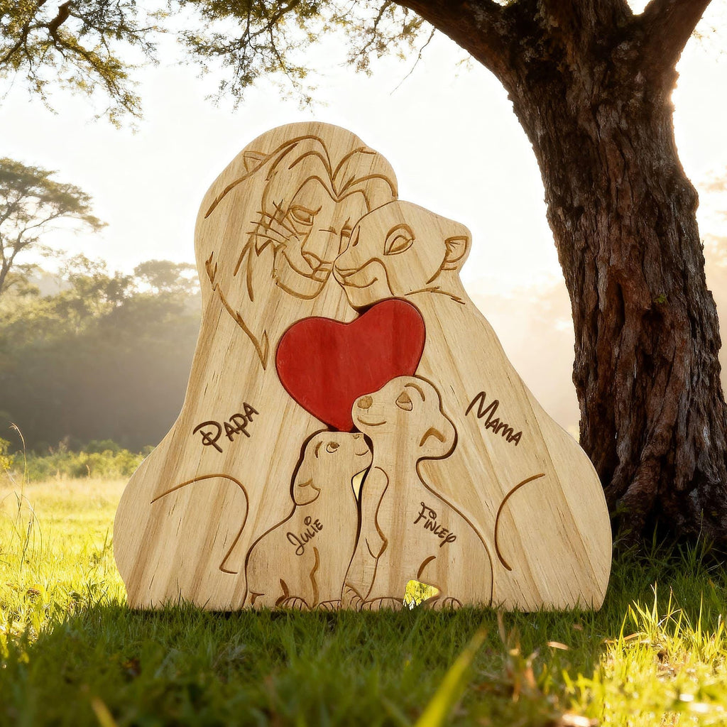 Lion Family Puzzle – Personalized Wooden Keepsake