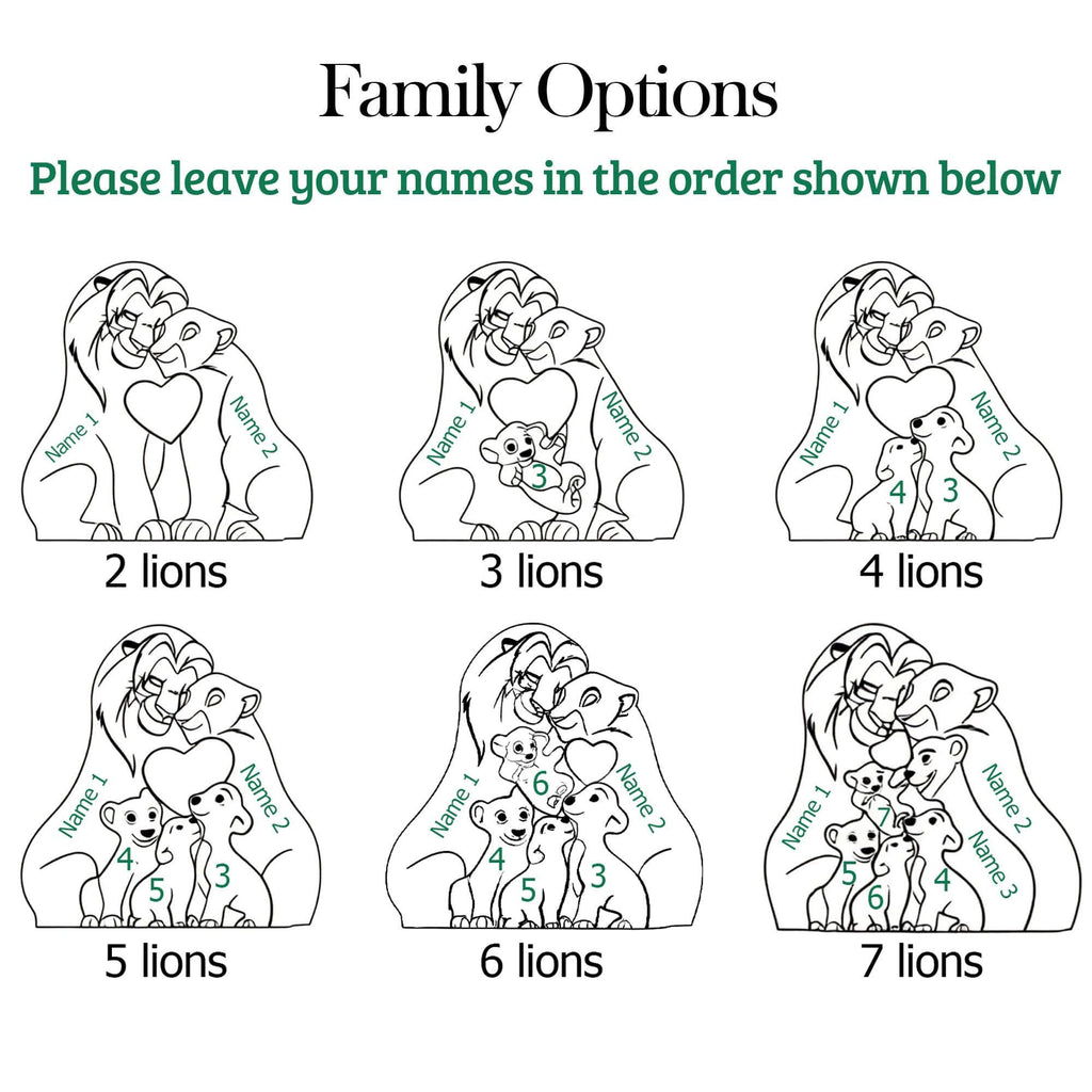 Lion Family Puzzle – Personalized Wooden Keepsake