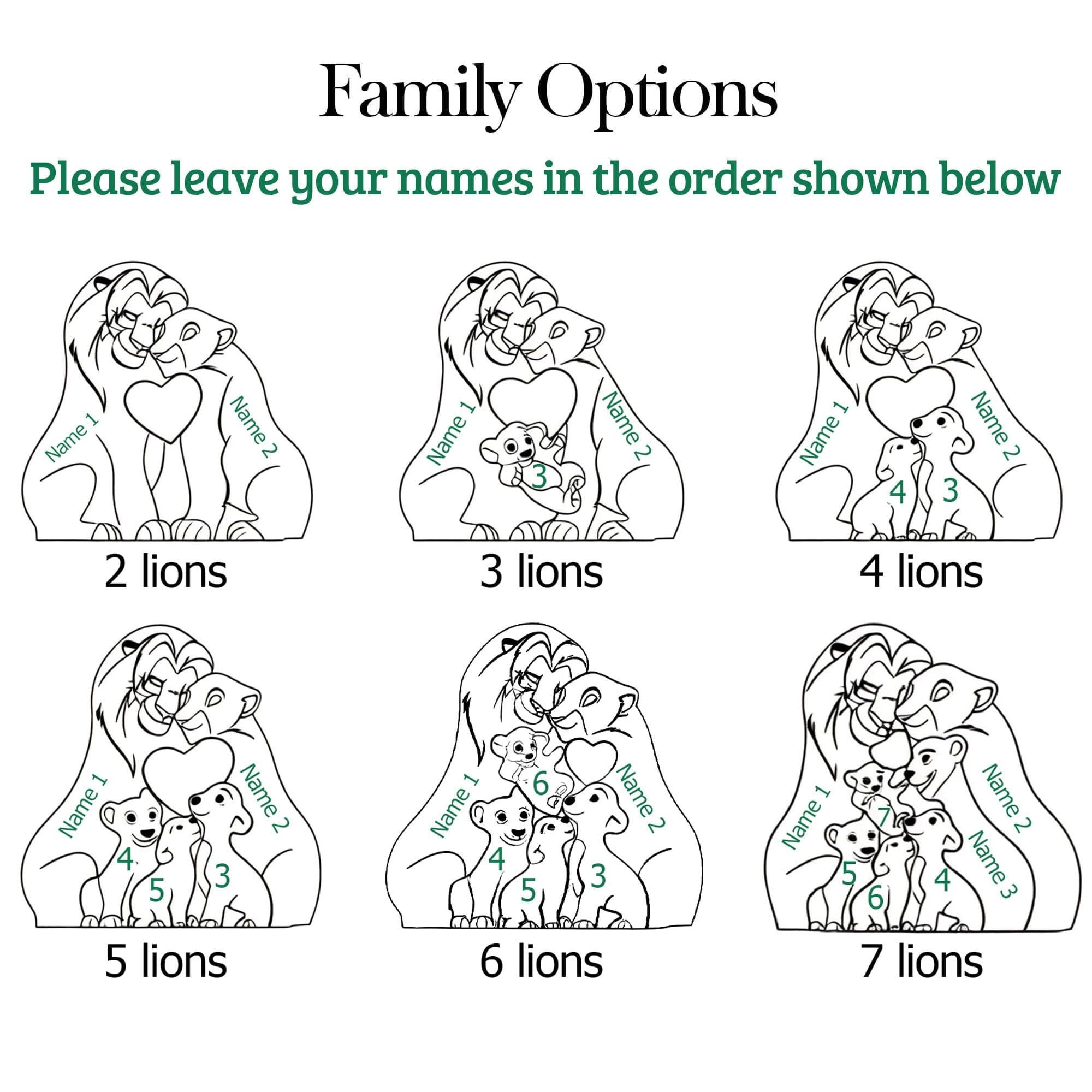 Lion Family Puzzle – Personalized Wooden Keepsake
