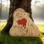 Lion Family Puzzle – Personalized Wooden Keepsake