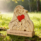 Lion Family Puzzle – Personalized Wooden Keepsake
