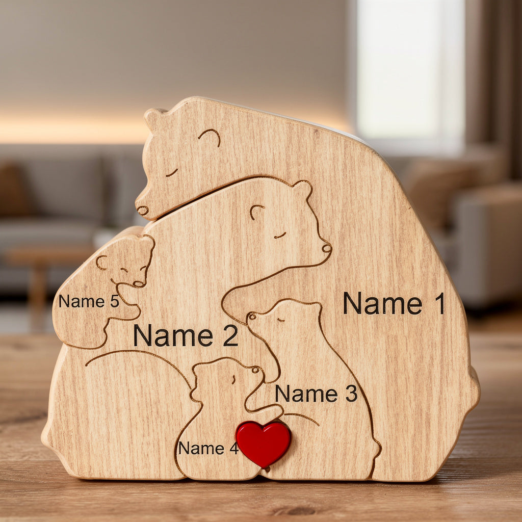 Personalised Wooden Bear Family Puzzle